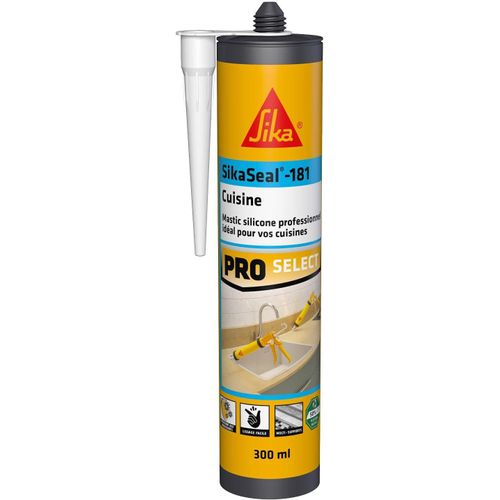 Chenquansarl-Mastic Silicone Sanitaire - Seal-181 Cuisine Transparent - Réalisation De Joints - Spécial Cuisines - Intérieur Et Extérieur - 300 Ml
