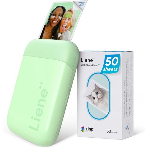 ChenQuanSarl-Pearl K100 Imprimante Photo Portable, 2X3'' Portable Mini Imprimante Photo Pour Iphone Instantanée Avec 50 Zink Papiers Photos Adhésifs, Bluetooth 5.0, Compatible Avec Ios/Android (Vert)