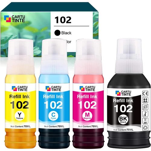 ChenQuanSarl-102 Encre Remplacement Compatible Avec Bouteille D'Encre 102 Ecotank Multipack Pour Cartouche Ecotank 102 Pour Ecotank Et-2700 2810 2750 2820 2756 2821 2850 2851 2856 (4 Pack)