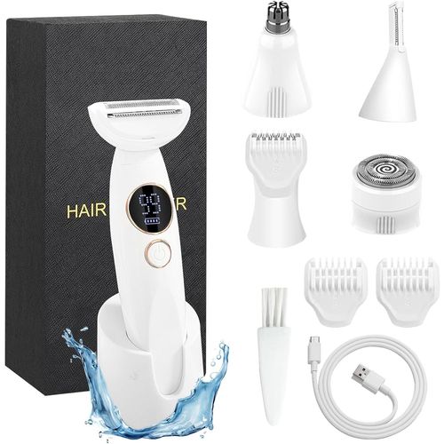 Yemaesre-Tondeuse Femme Intime,5 En 1 Rasoir Electrique Femme,Ipx7 Étanche Tondeuse Bikini,Rechargeable Rasoir Femme Electrique Pour Le Corps,Aisselles,Sourcils Et Nez 