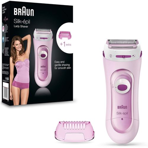Yemaesre-Braun Silk-Épil Lady Shaver Rasoir Électrique Et Tondeuse Femme Sans Fil Rose, Accessoire Tondeuse Pour Le Maillot Et Les Zones Sensibles, 5-100