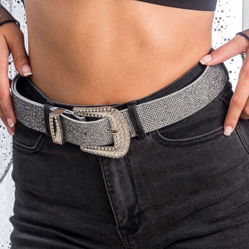 Ceinture Festival Boucle Strass 120x3.8cm Argent