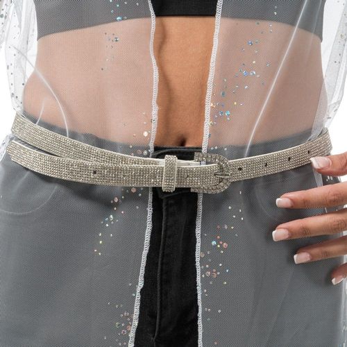 Ceinture Festival Boucle Strass 117x1.8cm Blanc