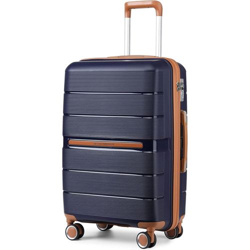 YEMAESRE-Val Grande Taille Soute 101 Liters, Val Rigide Trolley En Polypropylène À 4 Roulettes Et Serrure Tsa, 76X49.2X31 Cm (Marine)