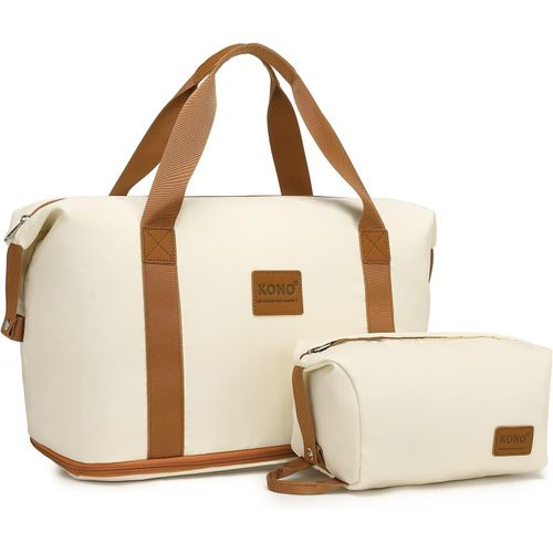 YEMAESRE-Sac De Voyage Femme | Bagage Cabine Easyjet 42×40×22 (Compatible 45×36×20) | Sac Week-End Pliable Imperméable Avec Compartiment Chaussures | Sac De Sport & Maternité (Beige Marron)