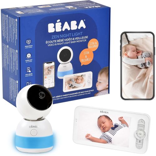 Yemaesre-Babyphone Écoute Bébé Vidéo, Écran Hd 720p, Caméra 360°, Vision Nocturne, Appli Mobile, Veilleuse Multicolore, Talkie Walkie, Berceuses, Thermomètre Et Contrôle Humidité, Zen Night Light Bla