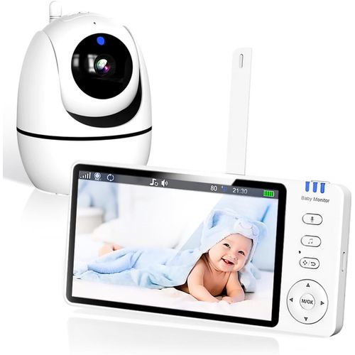 YEMAESRE-Babyphone Caméra Écran 5 Pouces 720P Moniteur Bébé Sans Wlan Batterie 3500 Mah Audio Bidirectionnel Mode Vox Ir Vision Nocturne Objectif Grand Angle Portée 300M Sécurité Bébé