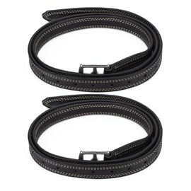 Paire De Ceintures ¿¿Triers Pour Cheval De Selle Britanniques, Cuir Souple, Microfibre, Boucle En Acier Inoxydable, Noir