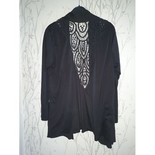 Long Gilet Noir Dos En Dentelle