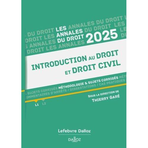 Annales Introduction Au Droit Et Droit Civil 2025 (N)