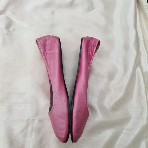 Ballerines 100% Cuir . 36, Couleur Vieux Rose Métallisé. Neuves