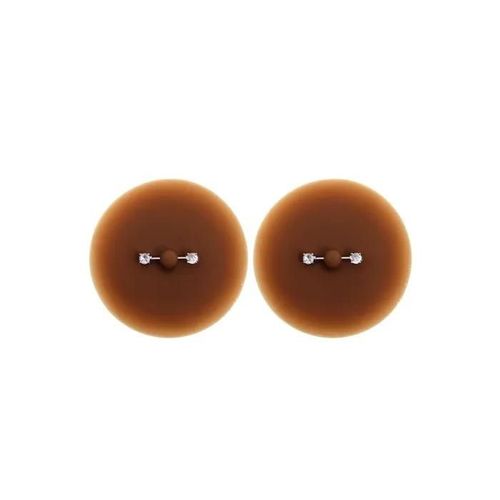 Paire De Cache-Tétons Piercing Barre Faux Diamant Peau Foncée - Xp001f - Noir Couleur : Noir