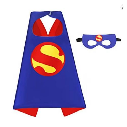 Cape De Super Héros + Masque Associé Pour Enfant - 70x70cm - Superman