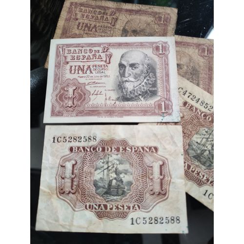 Lot De 6 Billets De Un Pesetas 1953