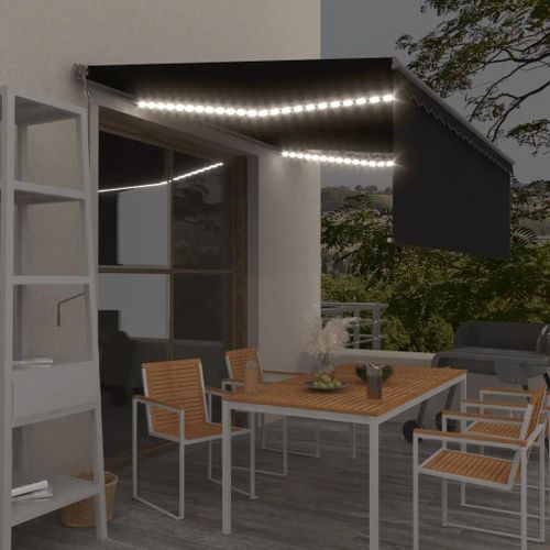Prolenta Premium - Auvent Automatique Store Capteur De Vent Led 4,5x3 M Anthracite