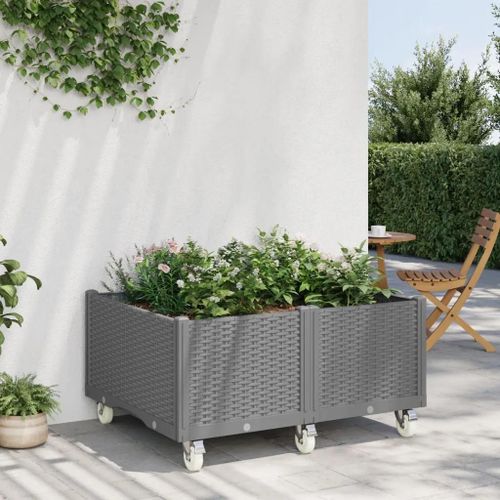 Prolenta Premium - Jardinière À Roulettes Gris Clair 100x80x54 Cm Pp