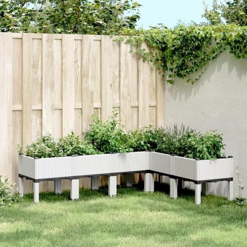 Prolenta Premium - Jardinière Avec Pieds Blanc 160x120x42 Cm Pp