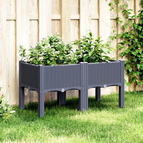 Prolenta Premium - Jardinière Avec Pieds Bleu Gris 80x40x42 Cm Pp
