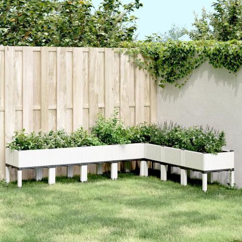 Prolenta Premium - Jardinière Avec Pieds Blanc 200x160x42 Cm Pp