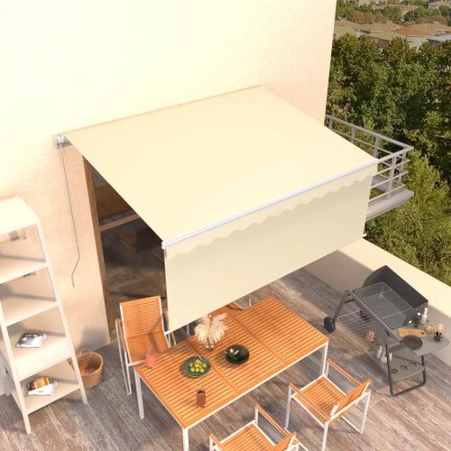 Prolenta Premium - Auvent Rétractable Manuel Avec Store 3,5x2,5 M Crème
