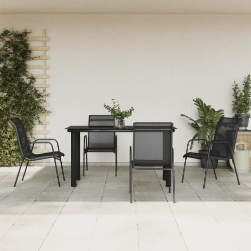 Prolenta Premium - Ensemble À Manger De Jardin 5 Pcs Noir Textilène Et Acier