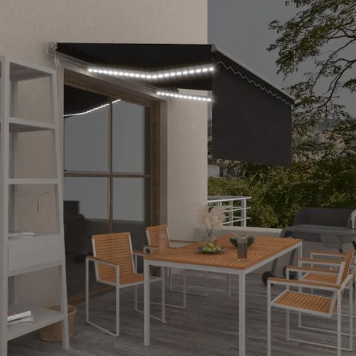 Prolenta Premium - Auvent Automatique Store Capteur De Vent Led 3x2,5 M Anthracite