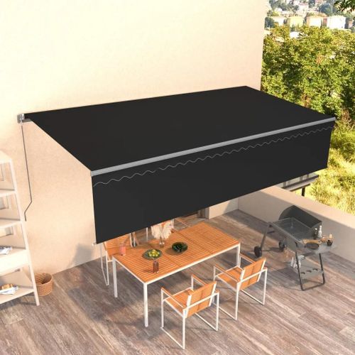 Prolenta Premium - Auvent Manuel Rétractable Avec Store 6x3 M Anthracite