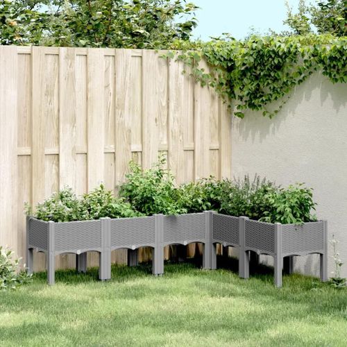 Prolenta Premium - Jardinière Avec Pieds Gris Clair 160x120x42 Cm Pp