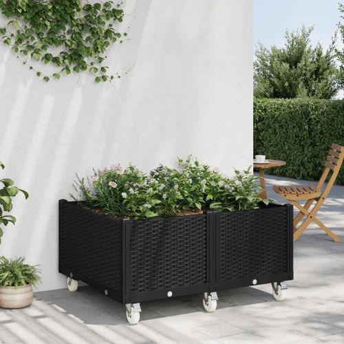 Prolenta Premium - Jardinière À Roulettes Noir 100x80x54 Cm Pp