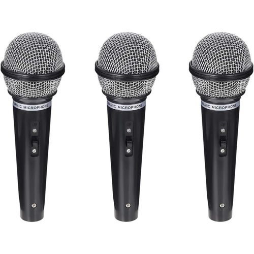 NAERYUT-Prop Microphone Set Of 3 Fake Microphone Realistic Plastic Accessory For Karaoke Stage Show Etc (Black)