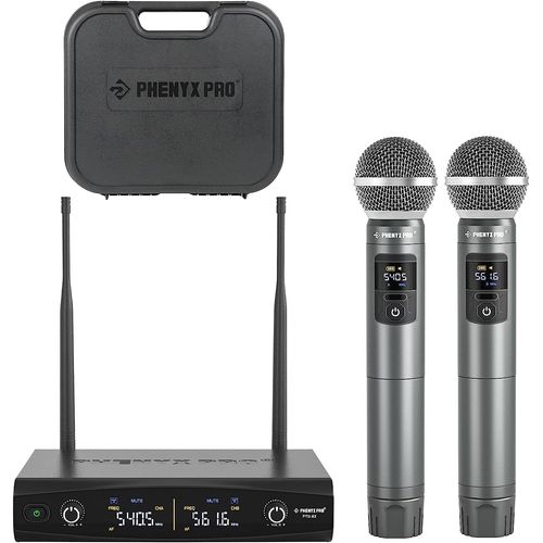 NAERYUT-Wireless Microphone System With Case,Handheld Wireless Microphone Set For Singing,Karaoke,Church,2X30 Adjustable Uhf Frequencies,200 Feet Range (Ptu-52)