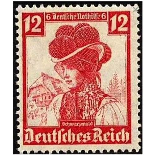 Allemagne, 3ème Reich 1935, Très Beau Timbre Neuf** Luxe Yvert 552, Au Profit Du Secours D'Hiver, Costume Et Coiffe De Forêt Noire, Filigrane Croix Gammées. -