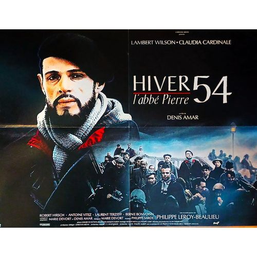 *** Hiver 54 L' Abbe Pierre De Denis Amar - 1989 - Lambert Wilson - Claudia Cardinale -Robert Hirsch - Laurent Terziefft - Affiche Cinéma Originale - 60 X 80 - Affiche Horizontale - Très Bon Etat ***