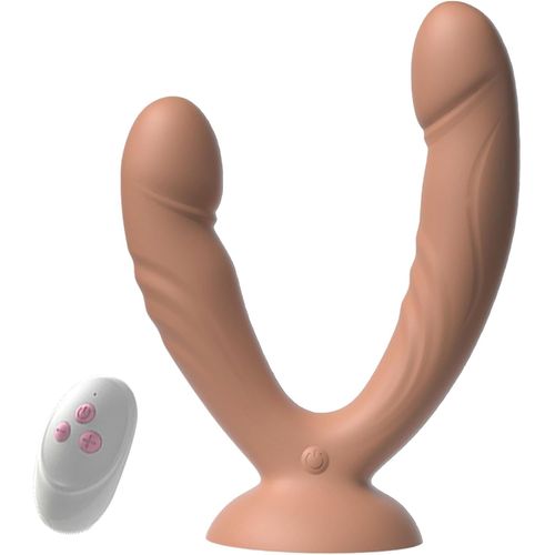 Meimieshop-Double Anal Dildo Vibromasseur Sex Toy Pour Lesbienne,Plug Anal Butt Plug Avec Ventouse Puissante,Gode Plug Avec 10 Modes De Vibration,Prostate Dildo Sextoys Plug(Couleur Chair)