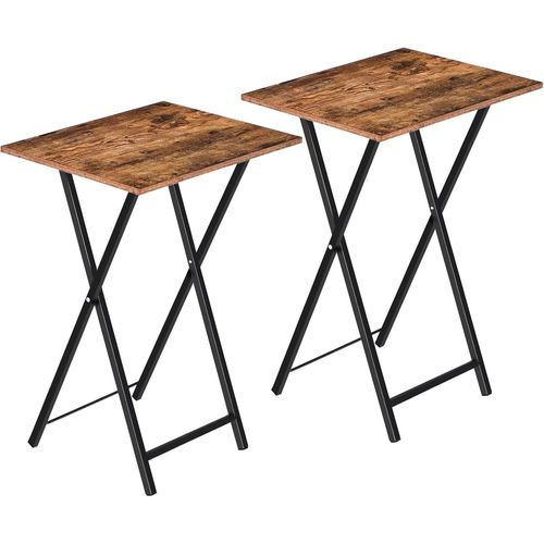 Meimieshop-Table D¿Appoint,Pliable Bout De Canapé,Tables-Plateaux Lot De 2,Tables De Chevet,Style Industriel,Salon,Marron Rustique Ebf25bz01