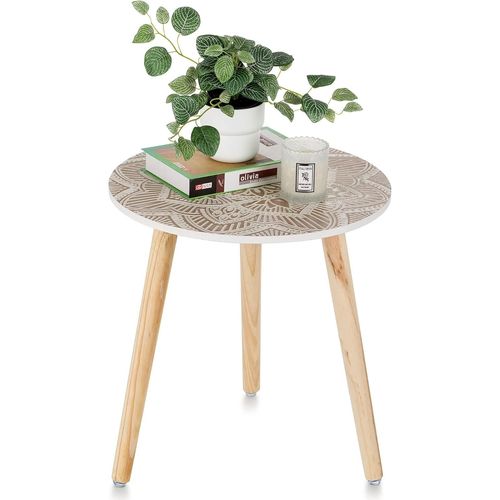 Meimieshop-Table D'appoint Basse En Bois Ronde Table De Chevet Salon Gigogne Blanc Petite Scandinave Moderne Decoration Tables Bout De Canapé Chambre Assemblage Facile