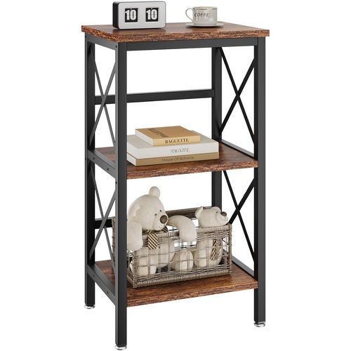 Meimieshop-Bibliothèque À 3 Niveaux,Étagère De Rangement,Étagère À Livres,Étagère De Cusine Pour Micro-Ondes,Pour Salon,Bureau,40x29x75cm Marron Rustique Hst008h