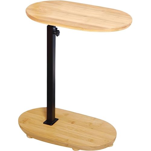 Meimieshop-Meuble D'appoint En Bambou À Design En C-Structure Basse Réglable Avec Plateau Pivotant 360°,Mobile Pour Canapé/Salle De Bain/Balcon