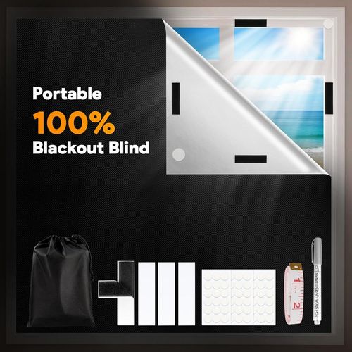 Meimieshop-Store Occultant Sans Percage,200x148cm Rideau Occultant Pare Soleil Fenetre De Toit Maison,Anti Chaleur Tissu Isolant Thermique Au Metre,100% Blackout Matériau Noir