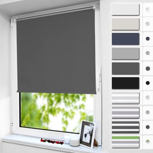 Meimieshop-Store Occultant Sans Perçage,Store Enrouleur Opaque Thermique Isolant,Protection De Vie Privée & Protection Soleil,Pour Fenêtre Ou Porte,45lx120lcm(Largeur Du Tissu 41cm),Gris Foncé