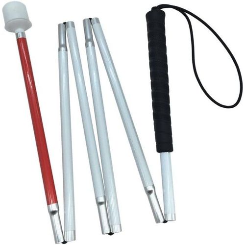 Meimieshop-Canne Blanche Pliante En Aluminium 6 Sections Avec Boule Tournante À Roulement