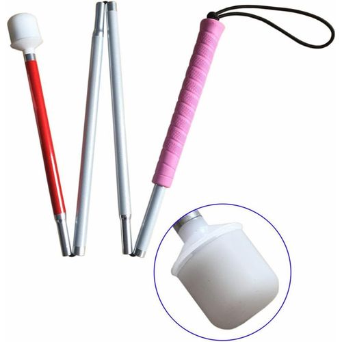 Meimieshop-Aluminium Mobilité Pliante De Canne Pour Les Aveugles(Rabat 4 Sections) Canne Blanche Pour Les Enfants,Rose Poignée