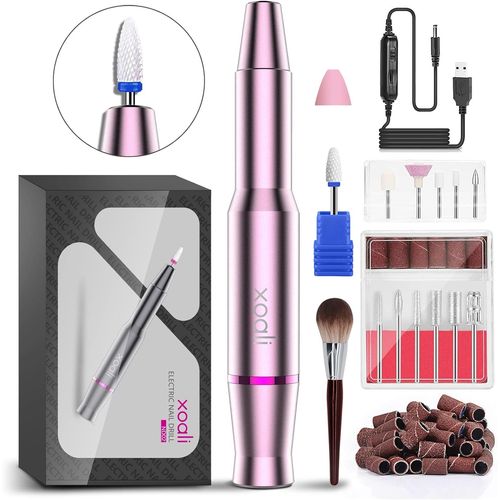 Meimieshop-Ponceuse Pour Ongles Professionnelle 25000 Tr/Min,12 En 1 Lime À Ongles Electrique,Coupe-Ongles Avec Pointe En Céramique,Perceuse À Ongles À Vitesse Réglable,Manucure Et Pedicure(Rose) 