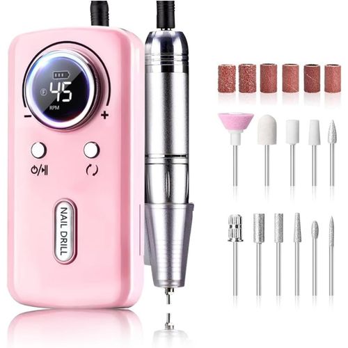 Meimieshop-Ponceuse Pour Ongles Professionnel Rechargeable 45000 Rpm Silencieuse-Écran Lcd & 10h Autonomie,12 In 1 Lime A Ongle Electrique,Salon/Maison,Pour Acryliques/Gel