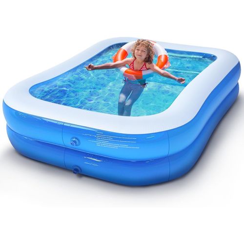 meimieshop-Piscine Gonflable Rectangulaire 2X1,5X0,5 M,Double Couche Piscine Enfant Rectangulaire Pour Jardin,Pataugeoire Pour Enfants Et Adultes,Grande Piscine Familiale Pour Balcon Ou Intérieur