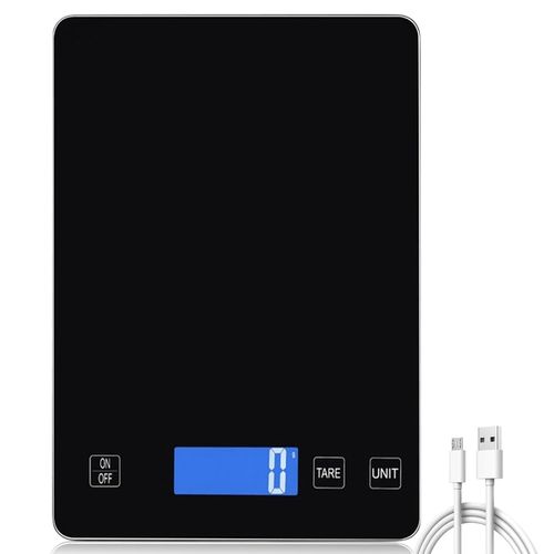 Meimieshop-Balance De Cuisine Numérique-15 Kg/1 G-Rechargeable Par Usb-Avec Écran Led Et Fonction Tare-Avec Fond En Verre Trempé-Pour La Cuisson Et La Mesure