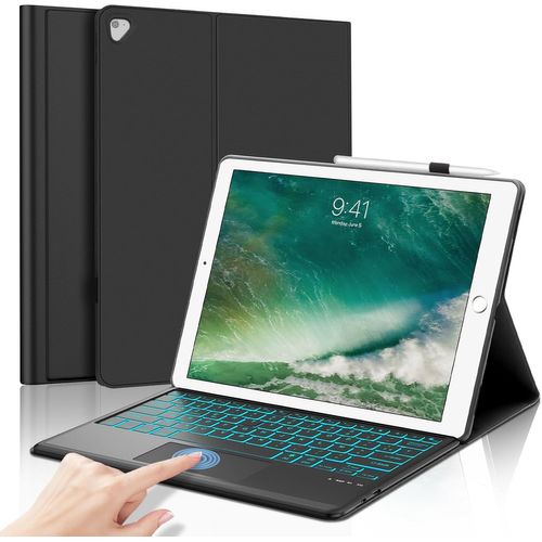 NAERYUT-Case For Ipad Pro 12.9 2015 1St/2017 2Nd Generation With Touchpad Keyboard-Azerty French Detachable Wireless Touchpad,Case For Ipad Pro 12.9 Inch 2Nd/1St Gen,Black