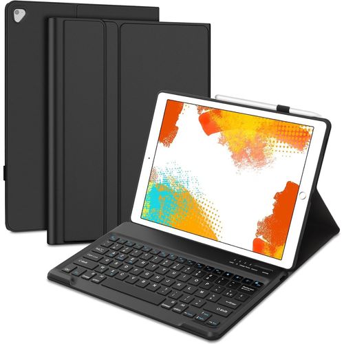 NAERYUT-Keyboard Case For Ipad Pro 12.9 Inch 2017/2015 (1St/2Nd Generation),Azerty Detachable Bluetooth Keyboard For Ipad Pro 12.9 Inch 2017/2015,Black
