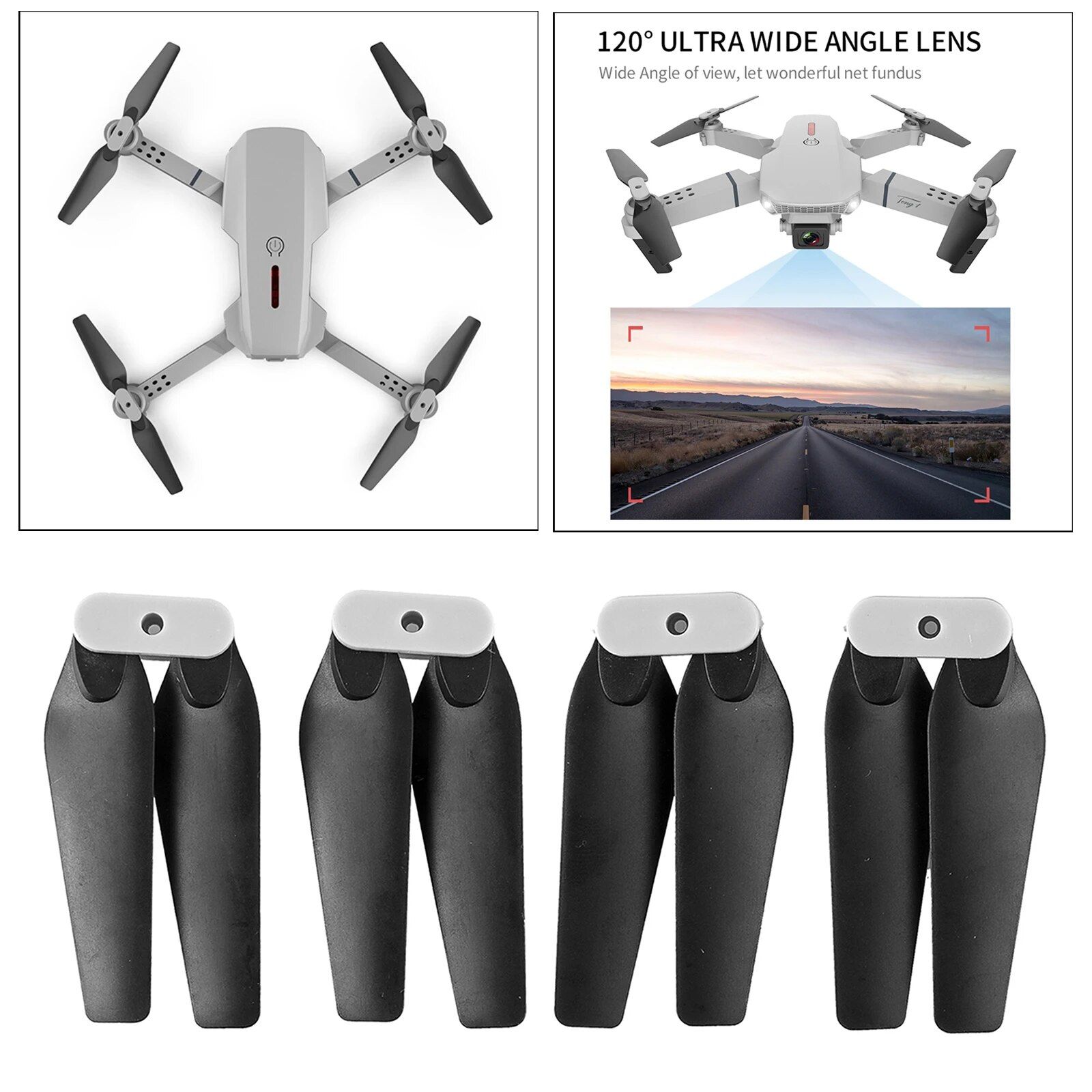 Gris - H�lices Pliables Pour Drones Rc E88 Pro, 4 Pi�ces-G�n...