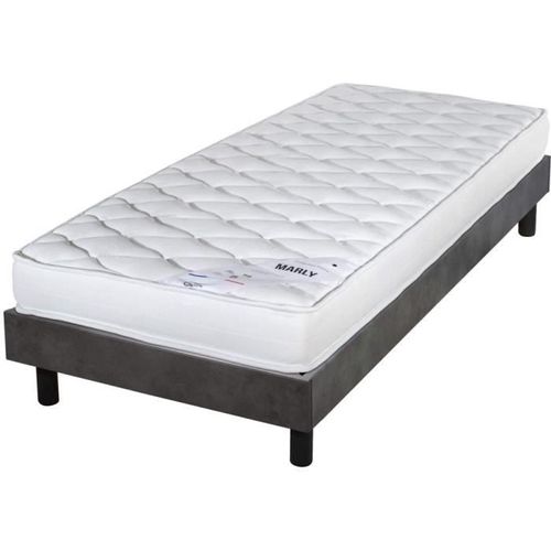Matelas Et Sommier 90x190 Mousse - Marly - Soutien Ferme - Sommier Démonté - Béton